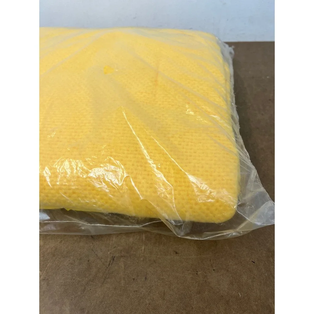 Vintage Touraine Yellow Thermal Blanket 100% Polyester Nylon Bound Imperfect NOS